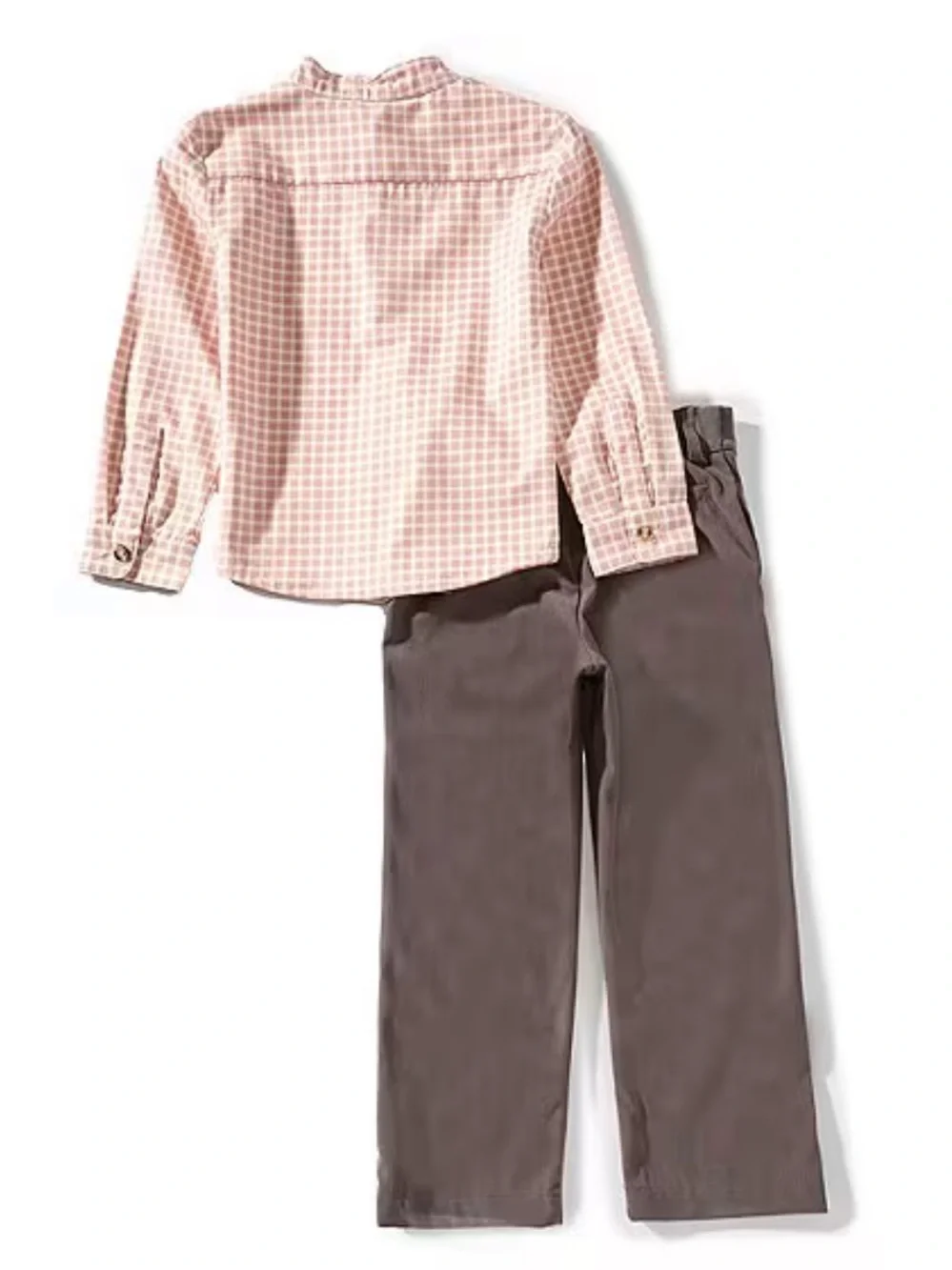 Edgehill Collection Boys Check Mandarin Collar Long Sleeve Shirt & Pants 2T
